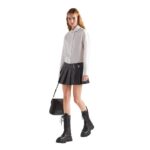 PRADA PLEATED LEATHER SKIRT