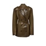 PRADA DOUBLE BREASTED LEATHER COAT