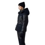 mackage nixie-jmg stretch down ski jacket with jacquard logo pattern