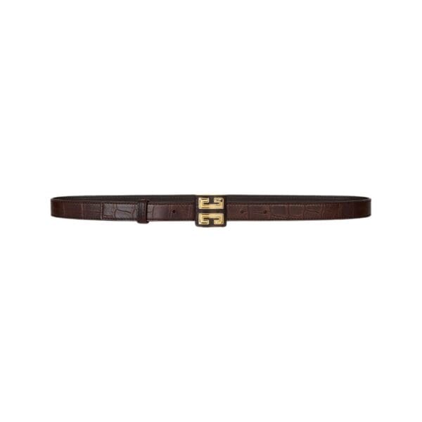 GIVENCHY 4G BELT IN CROCODILE EFFECT LEATHER WALNUT BROWN