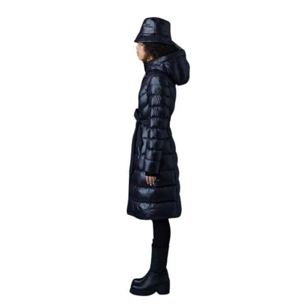 MACKAGE CORALIA LIGHT DOWN COAT WITH HOOD AND SASH BELT