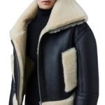 mackage penelopa sheepskin jacket with double collar mackage penelopa sheepskin jacket with double collar