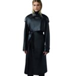 mackage adriana calfskin trench coat with belt
