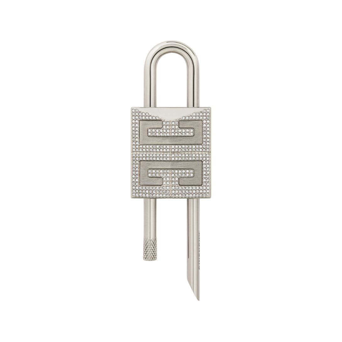 GIVENCHY SMALL 4G PADLOCK IN METAL WITH CRYSTALS SILVERY GREY