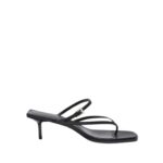 MAGDA BUTRYM LOW THONG HEEL SANDAL IN BLACK LEATHER