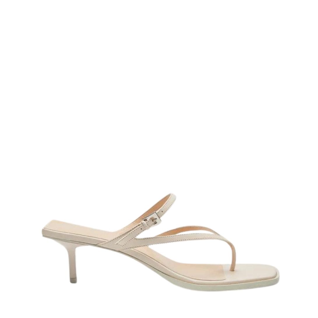 MAGDA BUTRYM LOW THONG HEEL SANDAL IN CREAM LEATHER