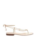 MAGDA BUTRYM WRAP AROUND FLAT PEARLS SANDALS IN CREAM