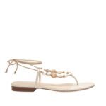 MAGDA BUTRYM WRAP AROUND FLAT CROCHET BEADS SANDALS IN CREAM