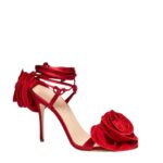 MAGDA BUTRYM WRAP AROUND DOUBLE FLOWER SANDALS IN DARK RED