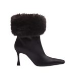 MAGDA BUTRYM FAUX FUR SOCK BOOT IN BLACK SATIN