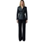 MACKAGE DAY LEATHER BIKER JACKET WITH PEPLUM