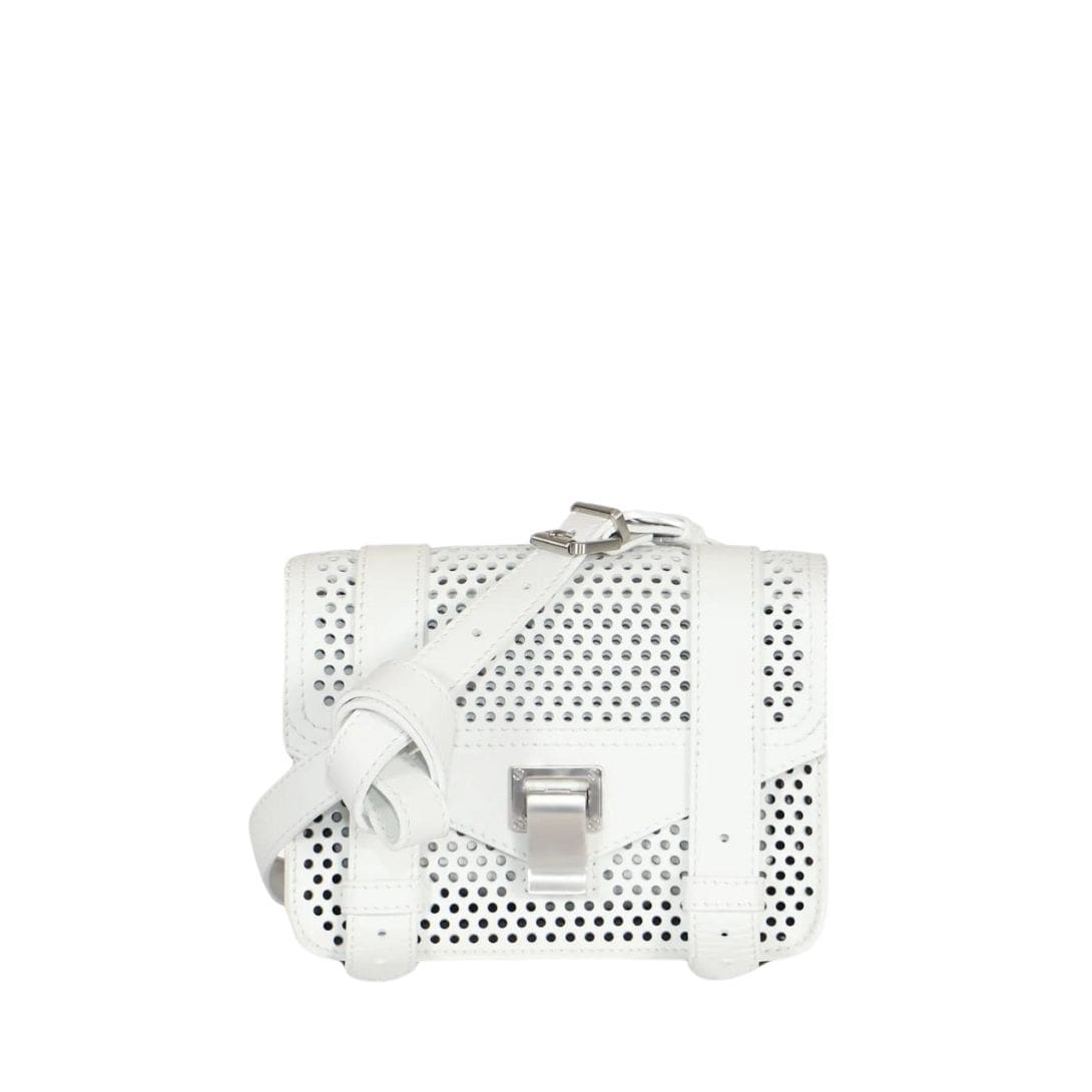 PROENZA PS1 MINI CROSSBODY BAG IN PERFORATED LEATHER OPTIC WHITE