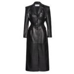MAGDA BUTRYM LEATHER HOURGLASS COAT IN BLACK