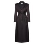 MAGDA BUTRYM HOURGLASS SINGLE BREASTED SILK COAT IN BLACK
