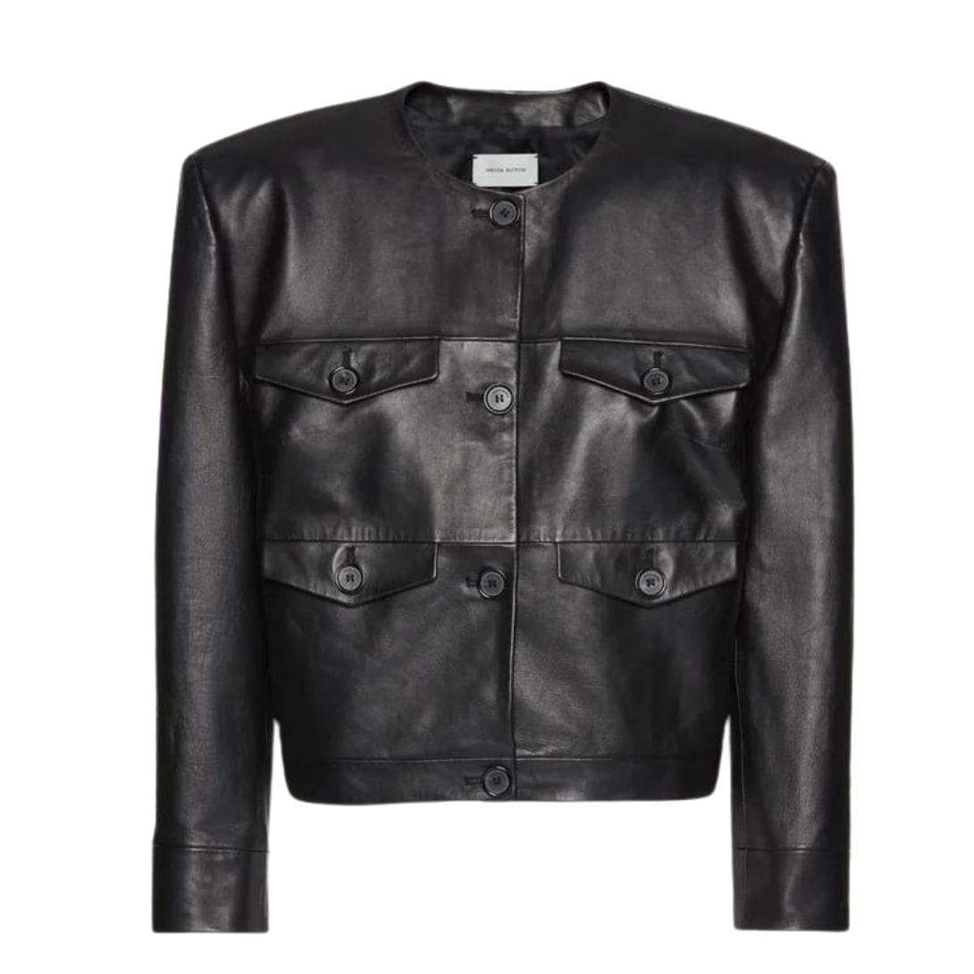 MAGDA BUTRYM BUTTONED LEATHER JACKET IN BLACK