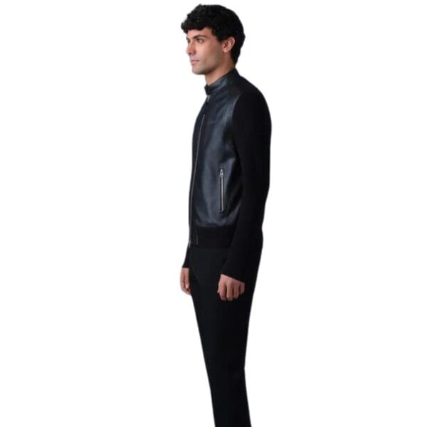 mackage dominic knit mixed-media jacket