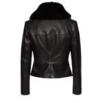 MAGDA BUTRYM AVIATOR FAUX FUR LEATHER JACKET IN BLACK