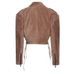 MAGDA BUTRYM CROPPED SUEDE BIKER JACKET IN BROWN