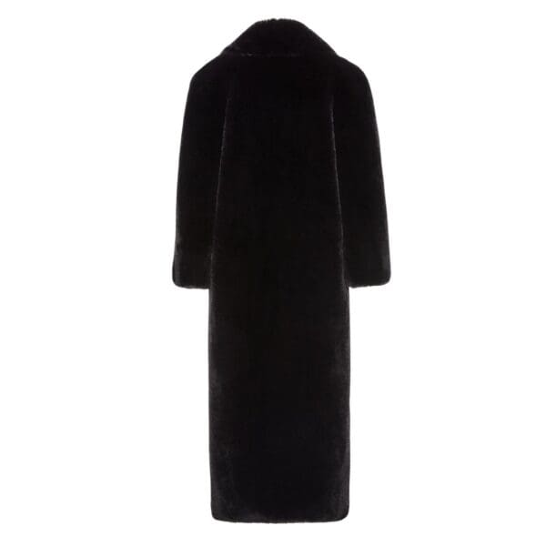 MAGDA BUTRYM LONG FAUX FUR BELTED COAT IN BLACK