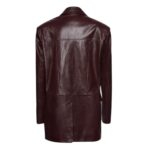 MAGDA BUTRYM LEATHER CAR JACKET IN BURGUNDY