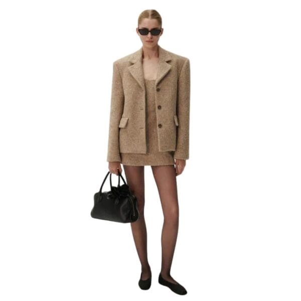 MAGDA BUTRYM SINGLE BREASTED SHORT ALPACA COAT IN BEIGE