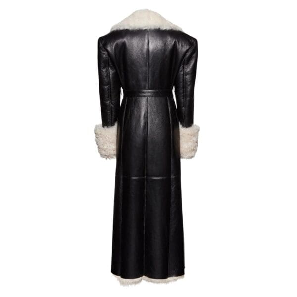 MAGDA BUTRYM LONG BELTED SHEARLING LEATHER COAT IN BLACK