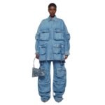 THE ATTICO FERN WASHED BLUE SHORT COAT