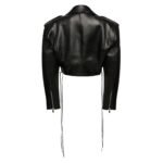 MAGDA BUTRYM CROPPED BIKER JACKET IN BLACK LEATHER