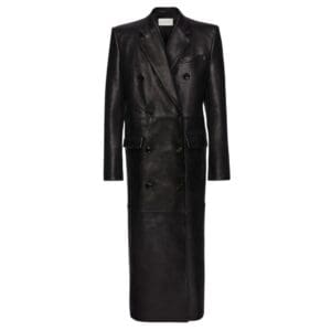 MAGDA BUTRYM LONG LEATHER TAILORED COAT IN BLACK