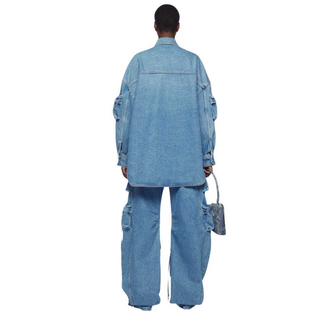THE ATTICO FERN WASHED BLUE LONG PANTS