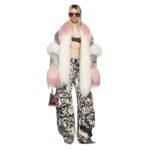 THE ATTICO FERN BLACK WHITE AND SOFT PINK LONG PANTS