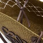 LOEWE ANAGRAM BASKET BAG IN IRACA PALM AND CALFSKIN
