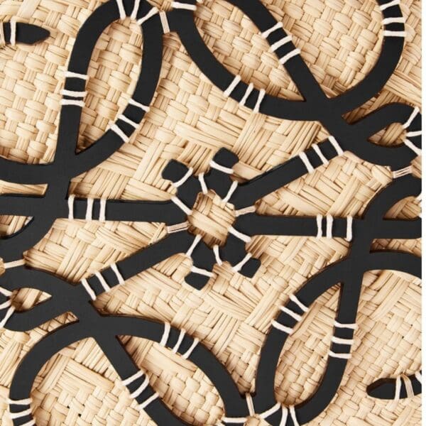 LOEWE ANAGRAM BASKET BAG IN IRACA PALM AND CALFSKIN