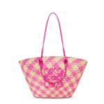 LOEWE ANAGRAM BASKET BAG IN IRACA PALM AND CALFSKIN