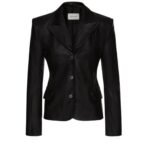 MAGDA BUTRYM FITTED LEATHER BLAZER IN BLACK
