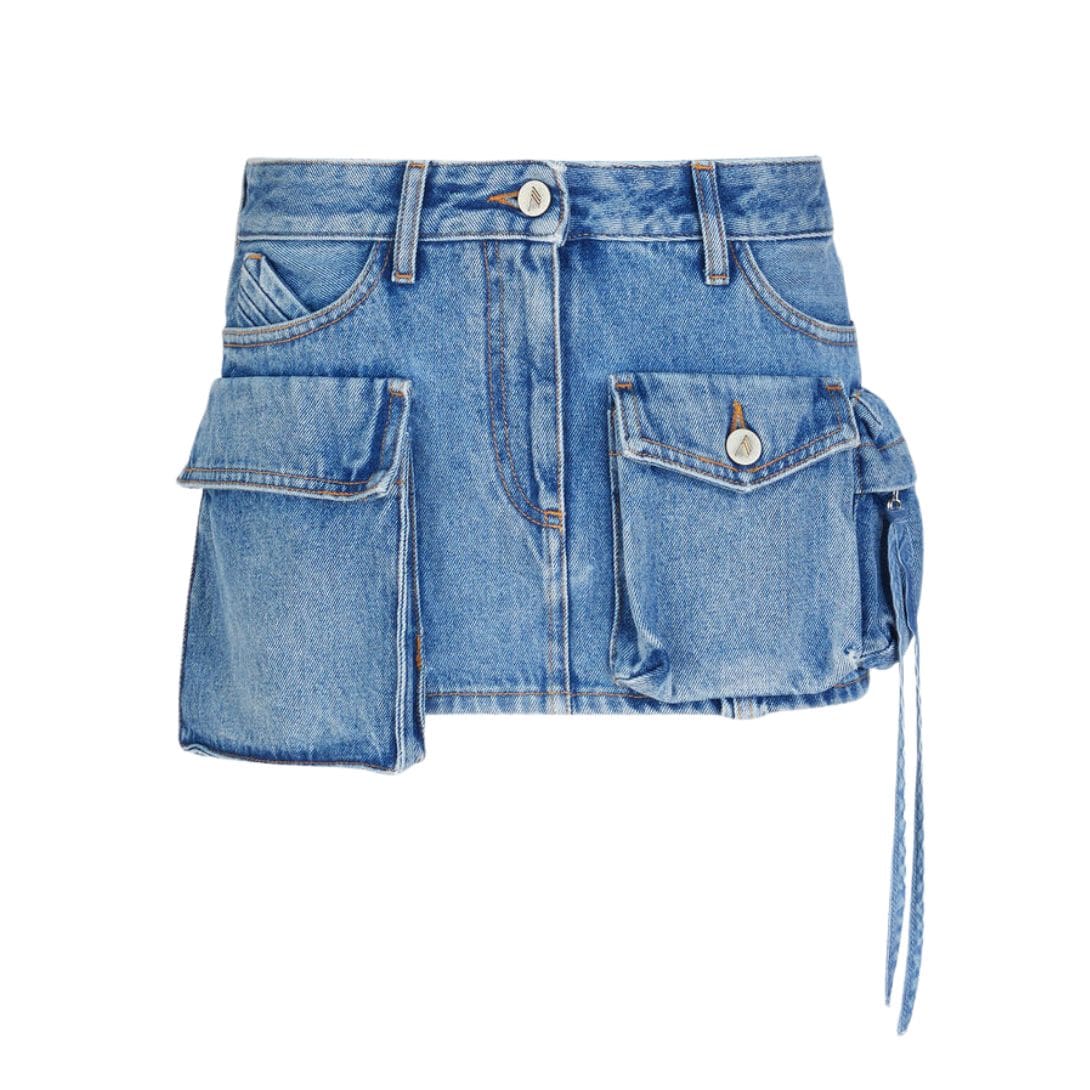 THE ATTICO FAY WASHED BLUE MINI SKIRT