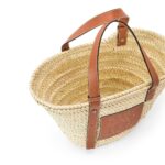 LOEWE BASKET BAG IN PALM LEAF AND CALFSKIN