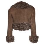 MAGDA BUTRYM CROPPED SUEDE SHEARLING COAT IN BROWN
