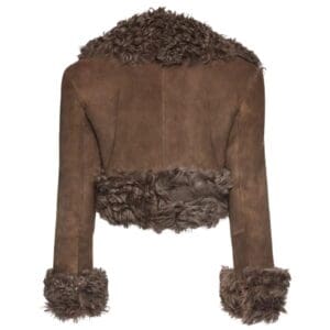 MAGDA BUTRYM CROPPED SUEDE SHEARLING COAT IN BROWN
