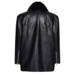 MAGDA BUTRYM FAUX FUR BOXY LEATHER JACKET IN BLACK