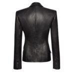 MAGDA BUTRYM FITTED LEATHER BLAZER IN BLACK