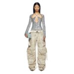 THE ATTICO FERN NATURAL MARBLE LONG PANTS