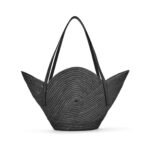 LOEWE PETAL BASKET BAG IN RAFFIA AND CALFSKIN