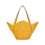 LOEWE PETAL BASKET BAG IN RAFFIA AND CALFSKIN