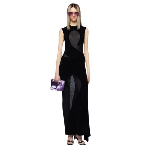 THE ATTICO BLACK LONG DRESS