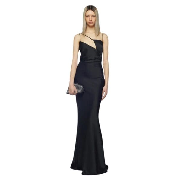 THE ATTICO MELVA BLACK LONG DRESS