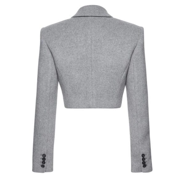 MAGDA BUTRYM CROPPED DOUBLE BREASTED BLAZER IN GREY