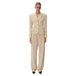 MAGDA BUTRYM WIDE LEG BOUCLE PANTS IN BEIGE