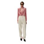 MAGDA BUTRYM TAPERED WOOL TROUSERS IN CREAM