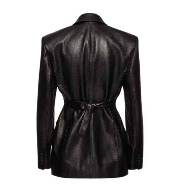 MAGDA BUTRYM LEATHER HOURGLASS BLAZER IN BLACK